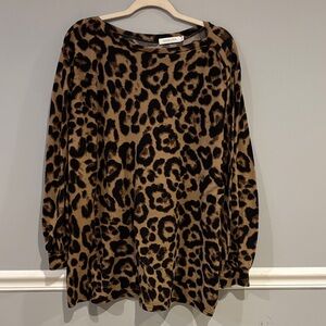 Amaryllis Leopard Print Tunic Top in Brown and Black